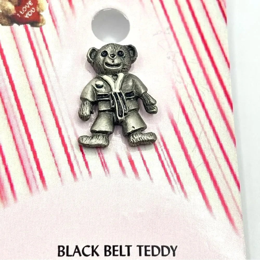 Karate Black Belt Teddy Lapel Pin Brooch